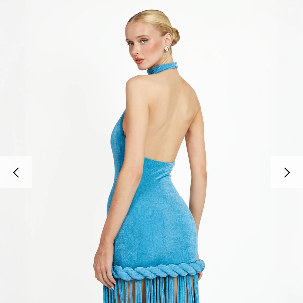 Elegant Blue Halter Dress - Picture 5 of 8